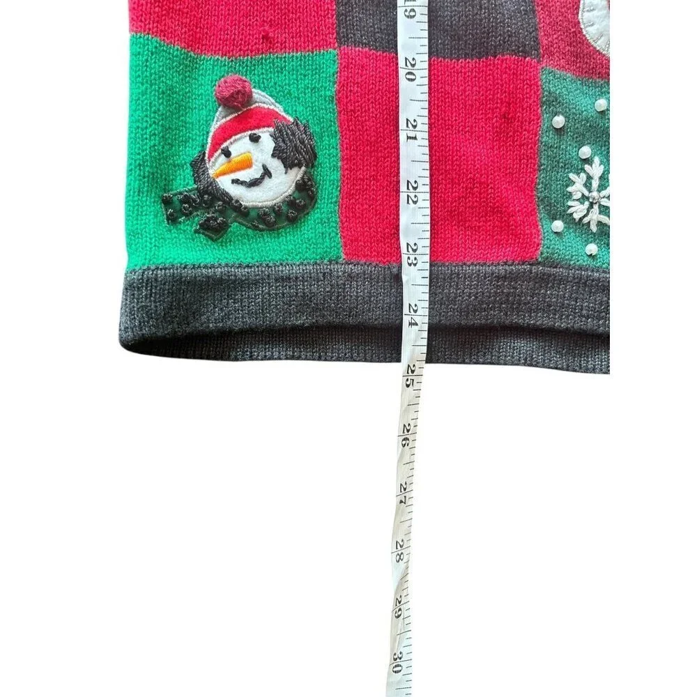 Victoria Jones Women's Red & Black Zipper Snowman Christmas Sweater - Picture 7 of 7